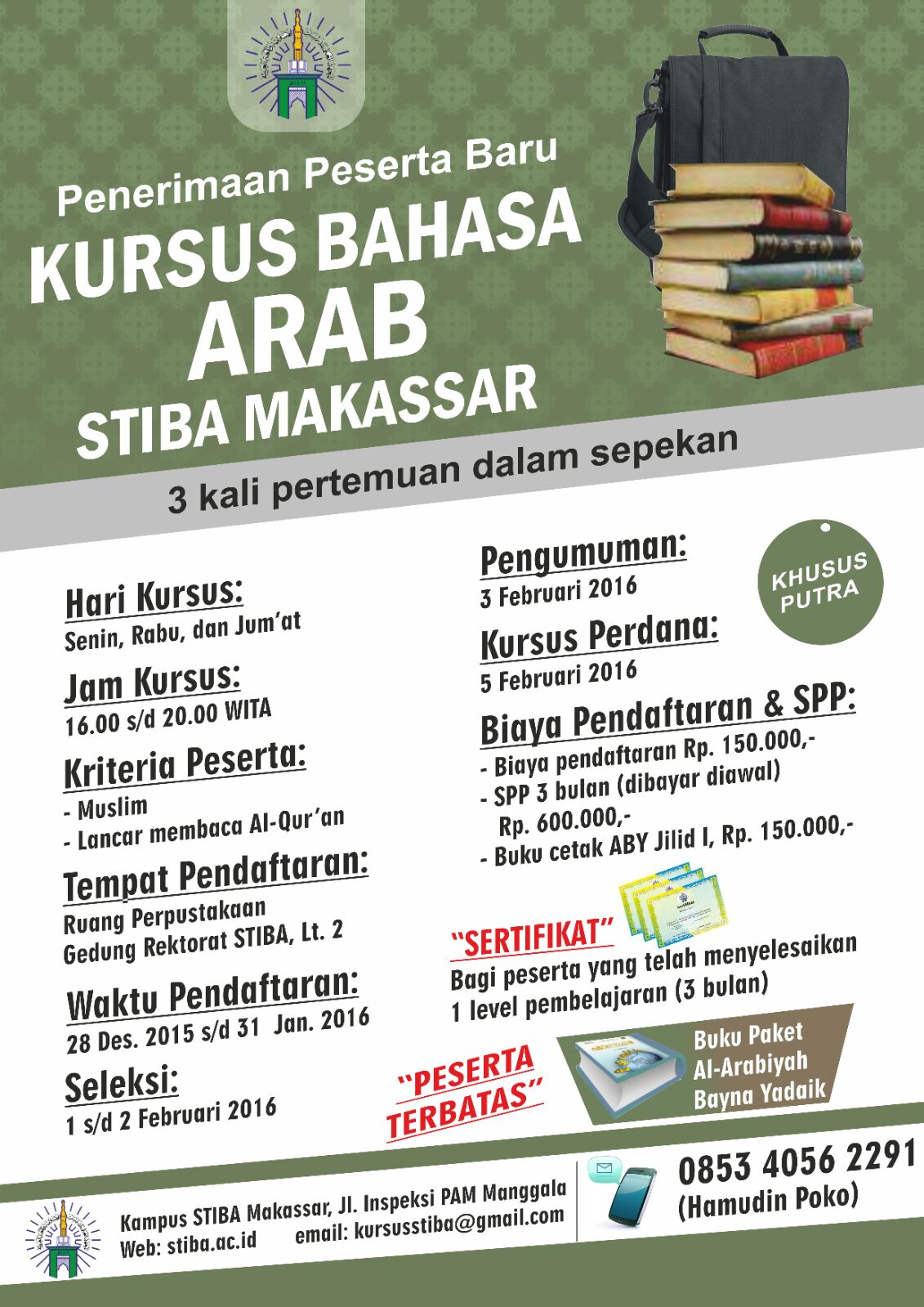 STIBA Makassar Buka Pendaftaran Kursus Bahasa Arab