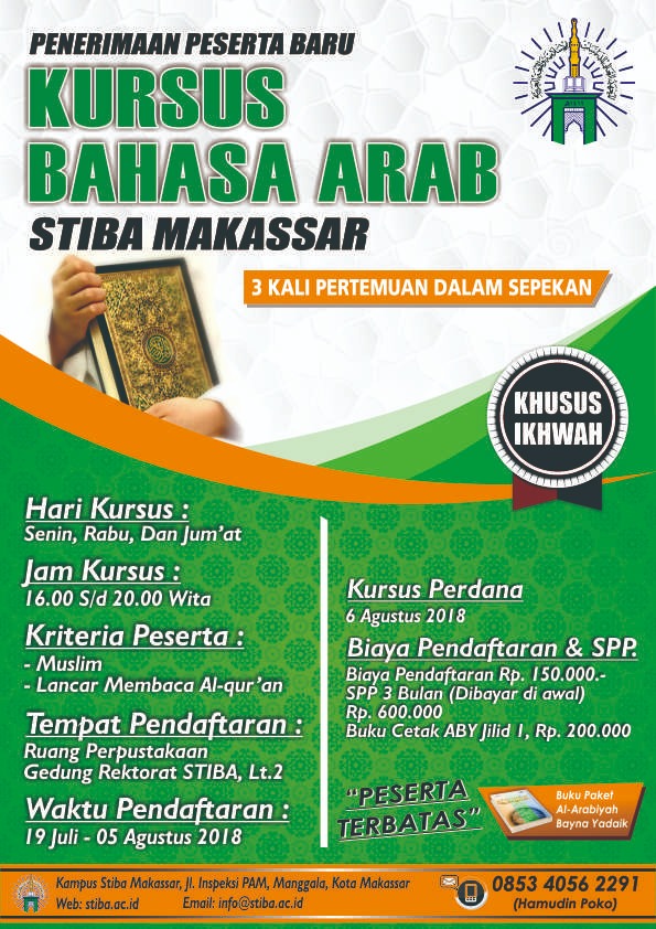 Kali Ini, P3B STIBA Buka Kursus Bahasa Arab Khusus Putra