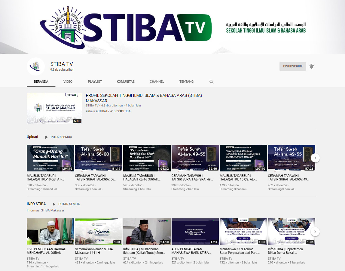 STIBA TV Siarkan Langsung Ceramah Tarawih dan Kajian Duha selama Ramadan