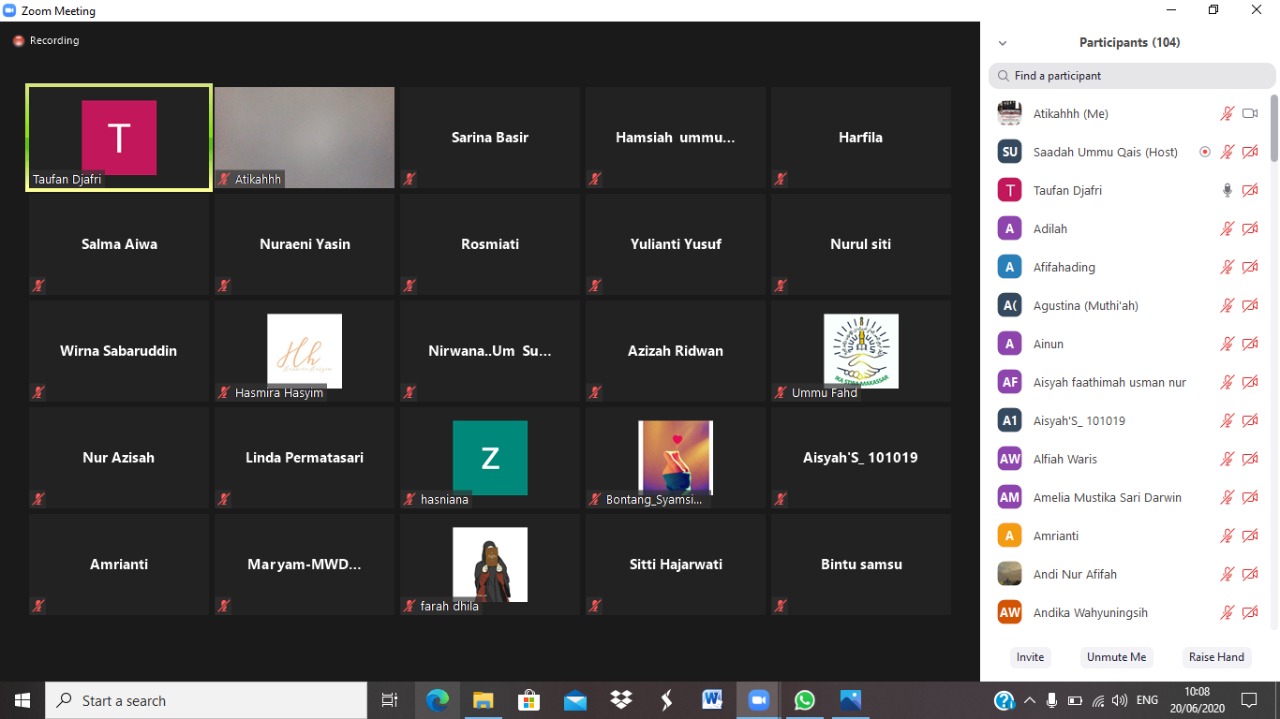 Aktifkan Dakwah dan Peran Muslimah di Masa Pandemi, IKA Putri STIBA Makassar Adakan Taklim Tematik