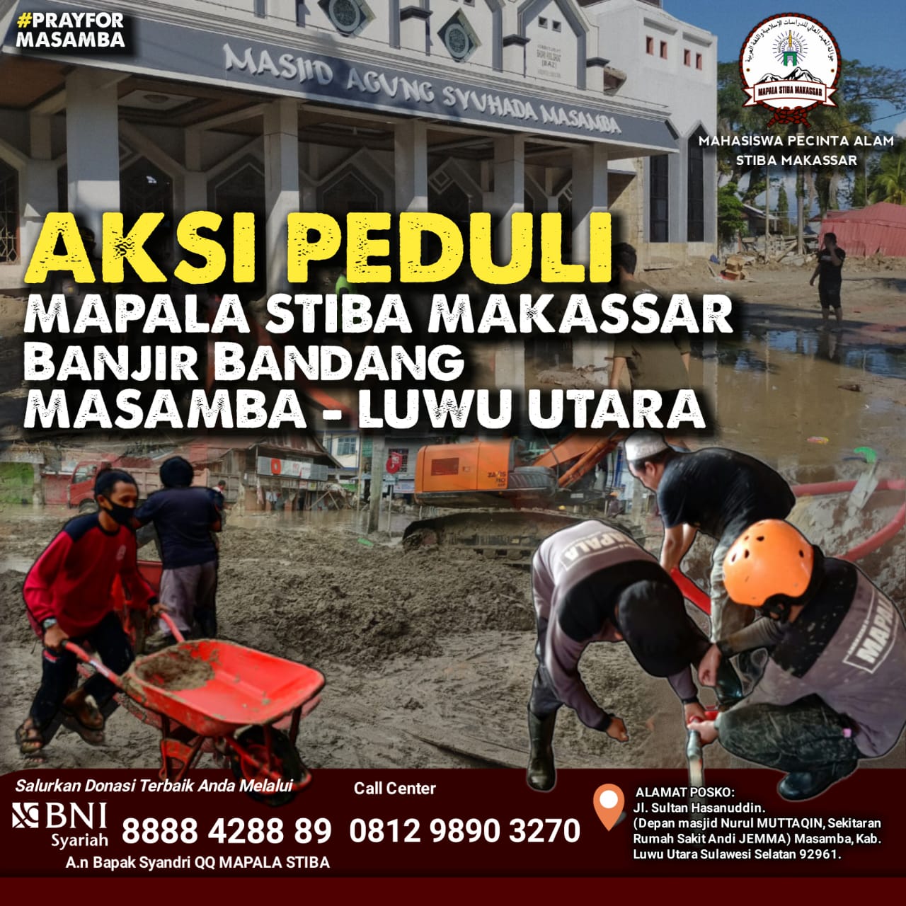 STIBA Mapala Volunteer Team Joined the Cleaning of the Grand Mosque of Syuhada 45 Masamba