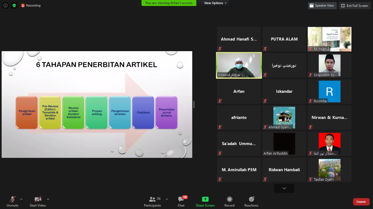 يعقد مركز الأبحاث وخدمة المجتمع (P3M) ورشة عمل لإلمام أعضاء هيئة التدريس بالمعهد بنظام المجلات المفتوحة  (OJS)