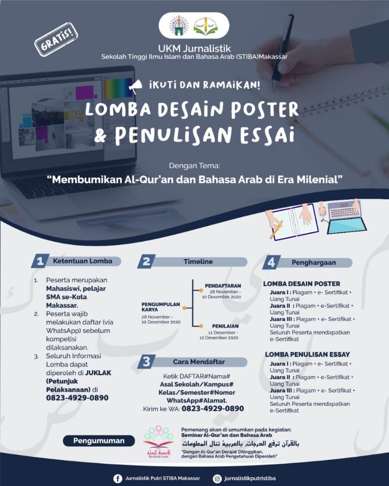 UKM Jurnalistik Putri STIBA Makassar Gelar Lomba Desain Poster dan Penulisan Esai