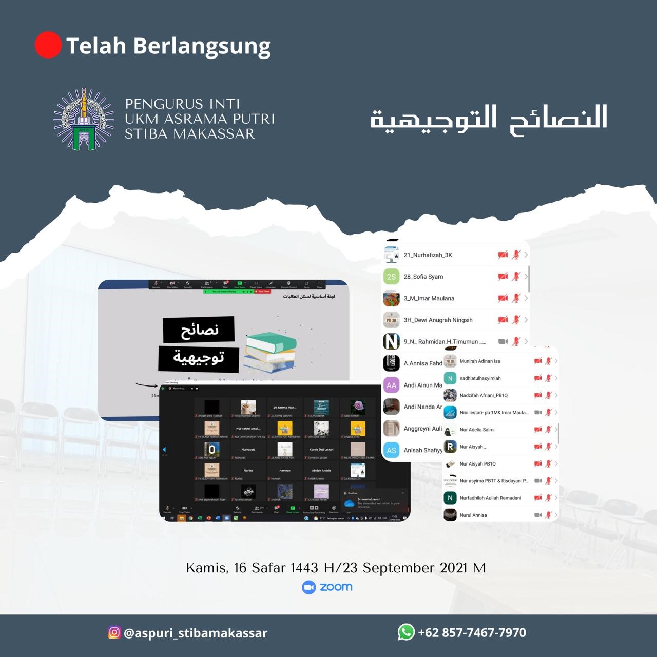 UKM Asrama Putri STIBA Gelar Nashaih Taujihiyah, Tekankan Persoalan Adab