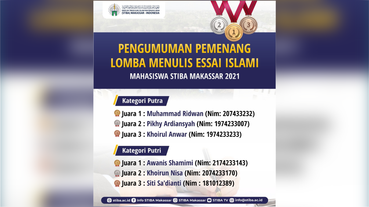 Tumbuhkan Semangat Literasi Mahasiswa, BKK STIBA Adakan Lomba Menulis Esai Islami