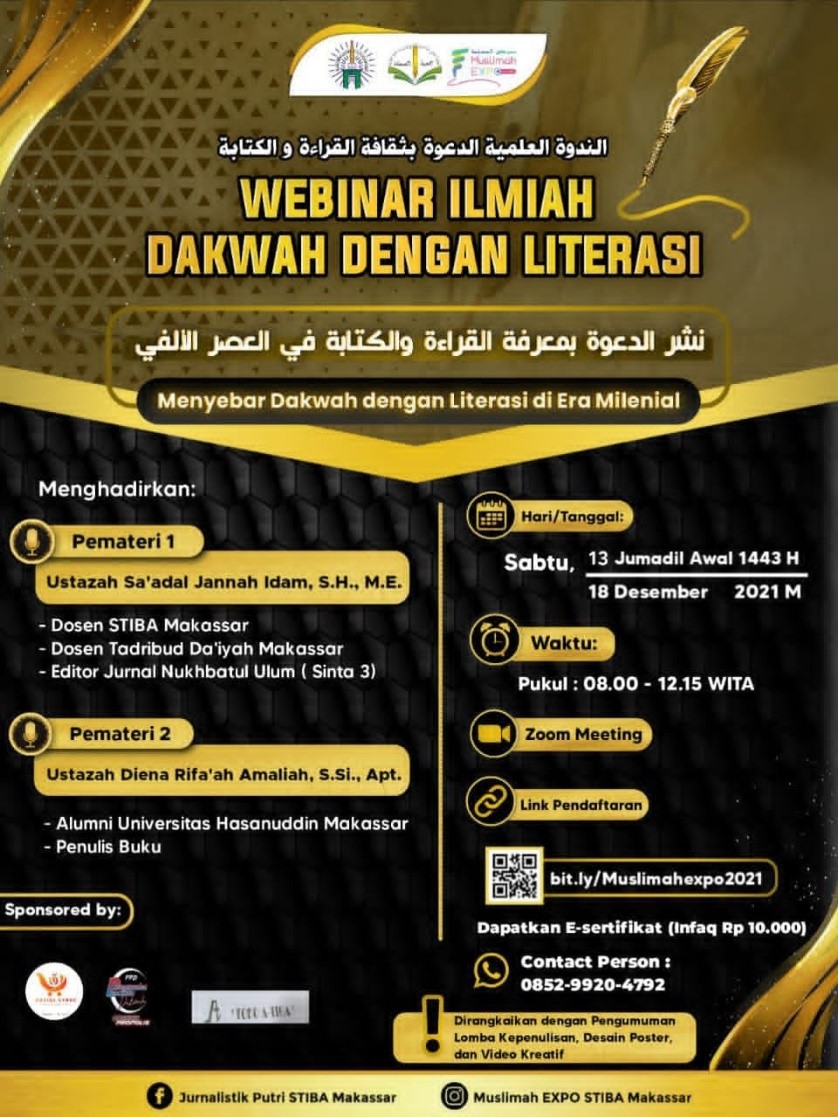 UKM Jurnalistik  Putri Adakan Webinar Ilmiah Dakwah dengan Literasi