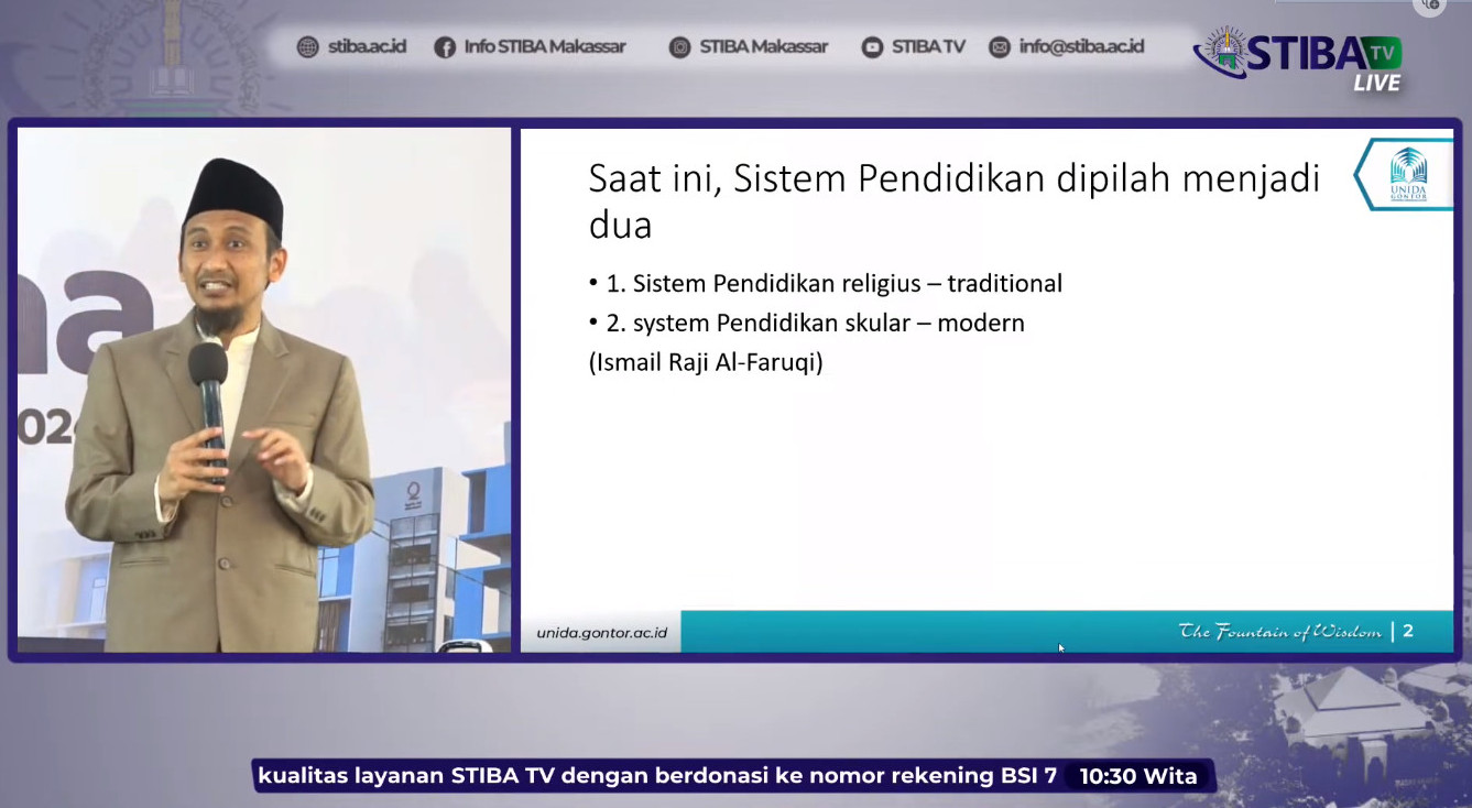 د. خير الأمم قدم تركيزه في مقارنة نظام التعليم في المعاهد الدينية والمدارس العلمانية، ويشير إلى الدور الهام الذي قام به ستيبا مكسر