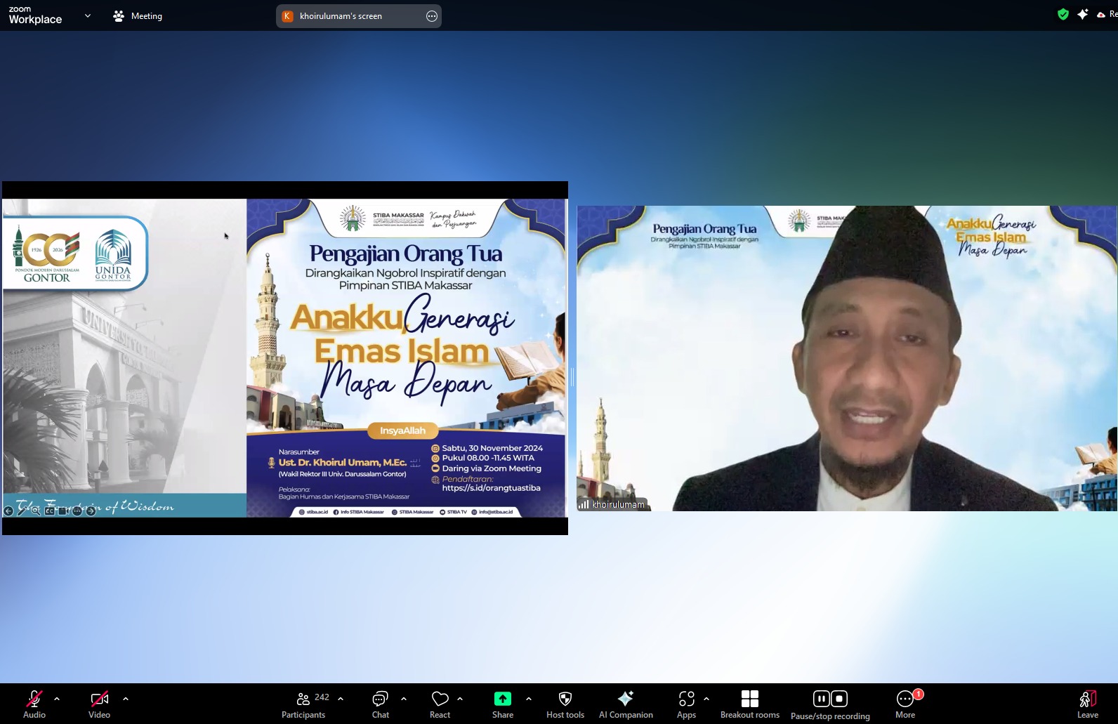 Pengajian Orang Tua Mahasiswa: “Anakku Generasi Emas Islam Masa Depan”