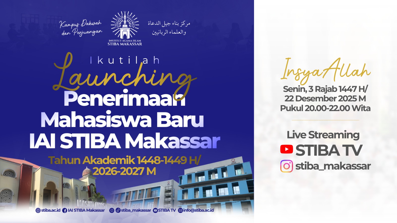 Gratis Biaya Registrasi Hanya 24 Jam Pertama! IAI STIBA Makassar Gelar Launching PMB 2026 Secara Daring